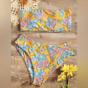 Women’s Zaful Forever Young Bikini Bathing Suit •Size 4 (S), yellow floral